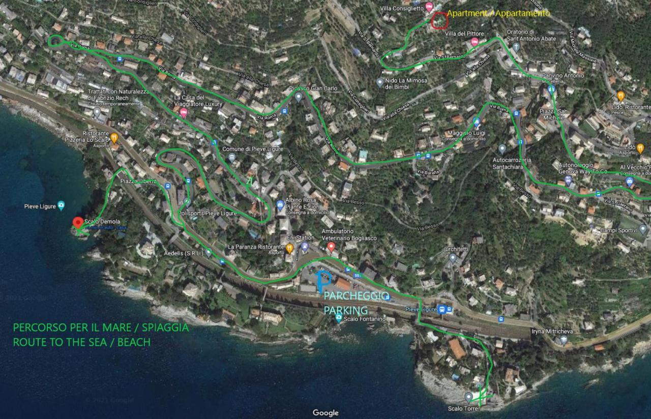 Casaviva - Ampio Trilocale Vista Mare Con Piscina - Pieve Alta Apartamento Pieve Ligure Exterior foto