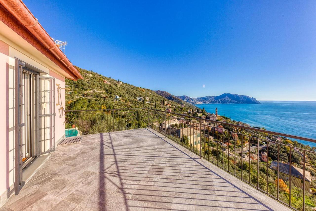 Casaviva - Ampio Trilocale Vista Mare Con Piscina - Pieve Alta Apartamento Pieve Ligure Exterior foto